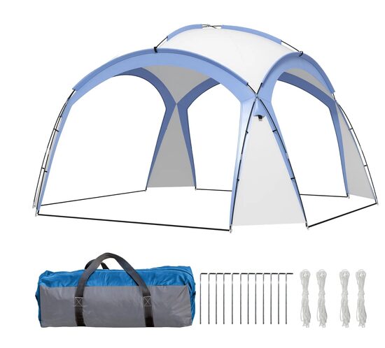  Dārza lapene, nojume, tents, ballīšu telts 3,5 x 3,5m, zila, Outsunny